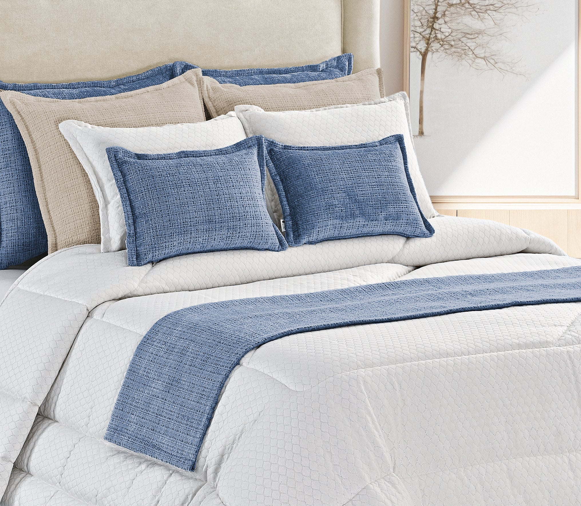 Cubrepies de cama Nara Azul