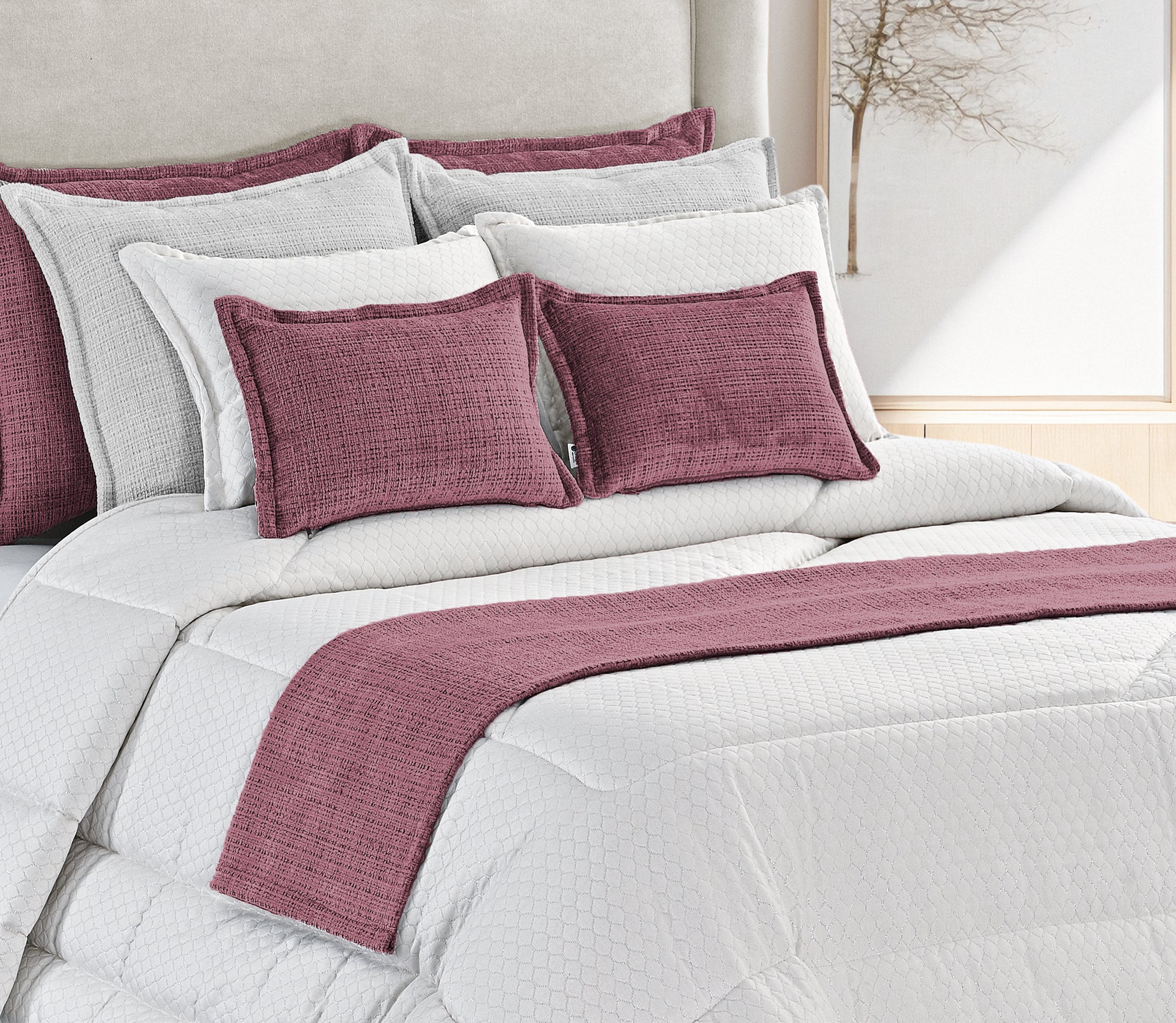 Cubrepies de cama Nara Burdeos