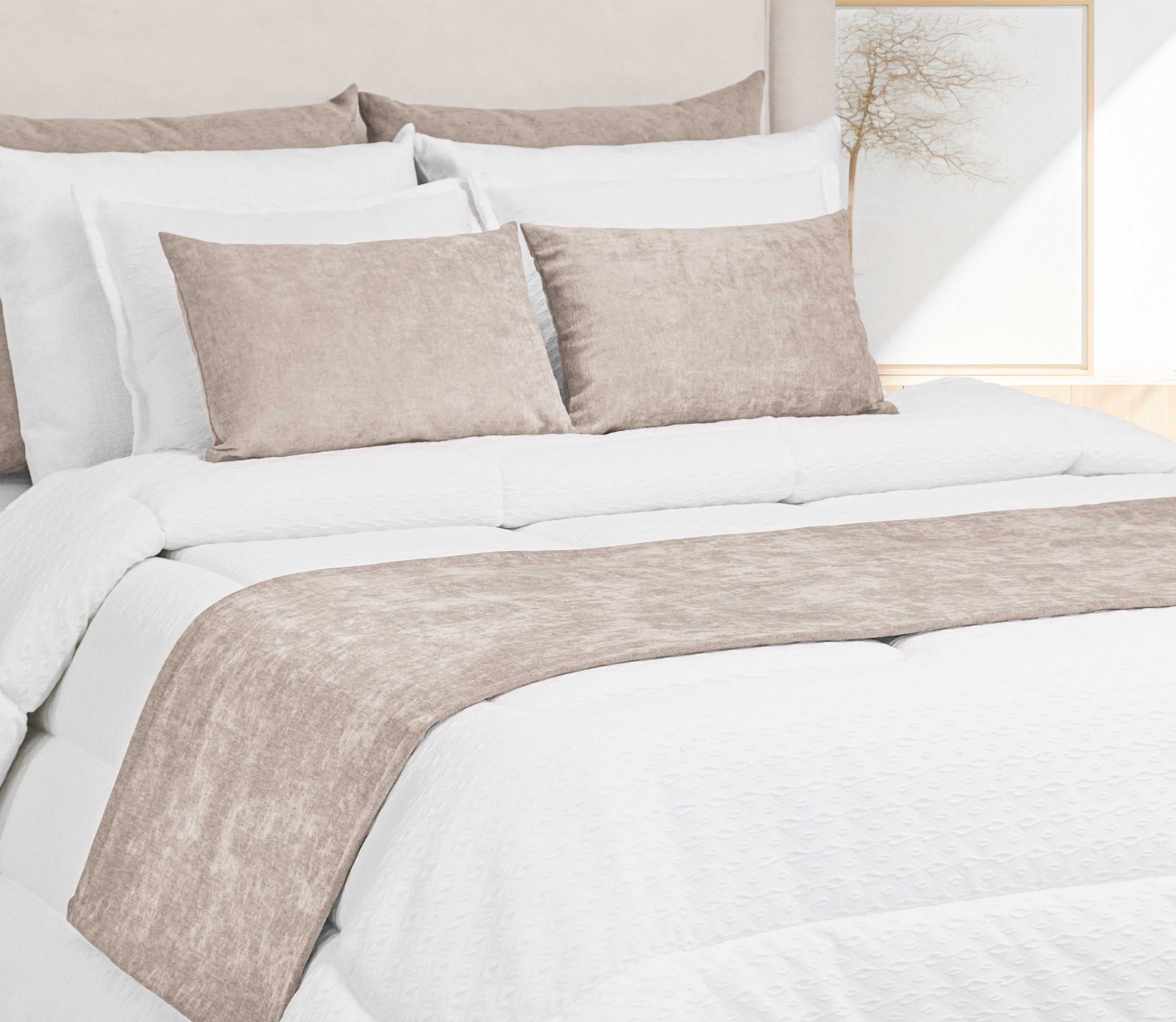 Cubrepies de cama Sena Beige Oscuro