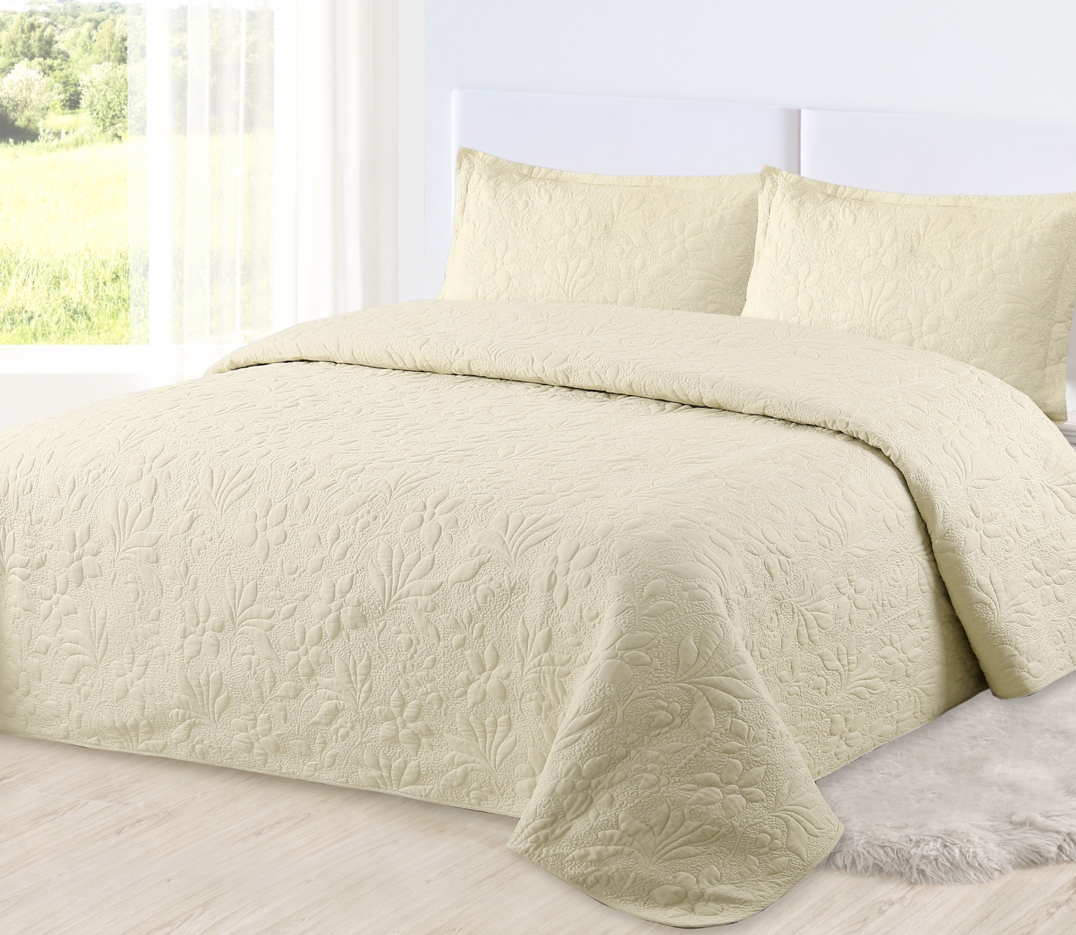 Colcha en Algodón Coral Beige