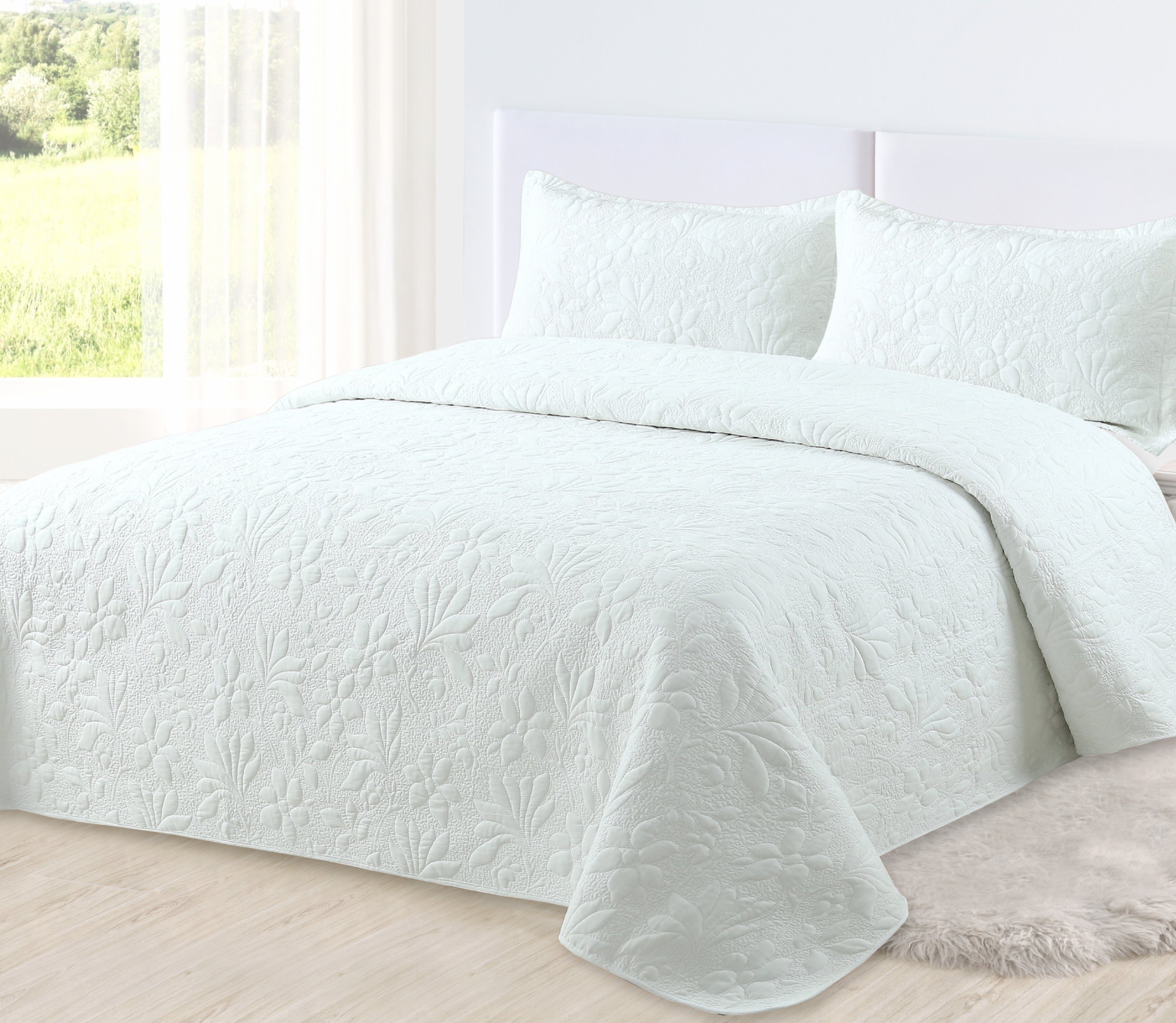 Colcha en Algodón Coral Blanco