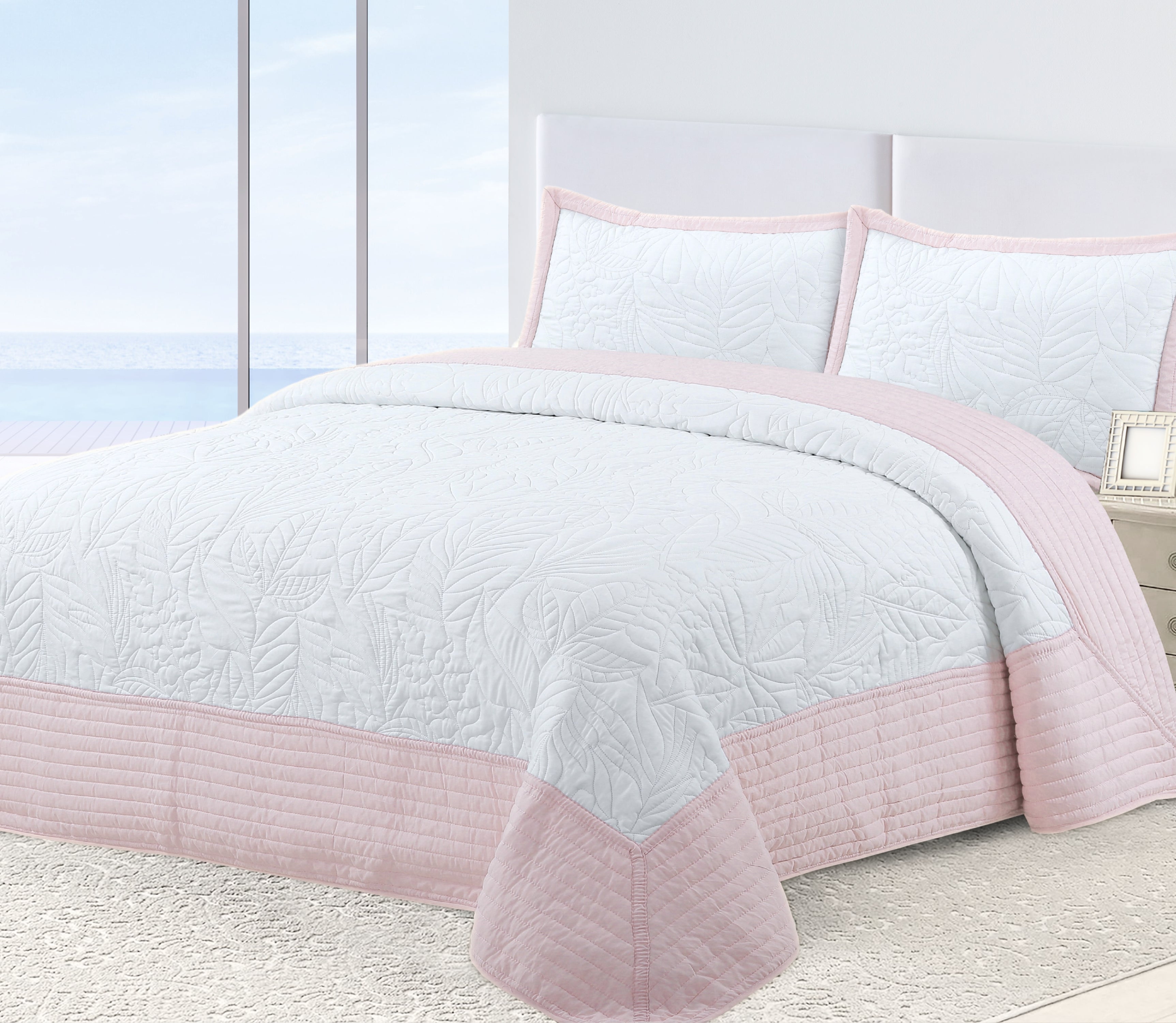 Colcha Bordada Seal Rosa