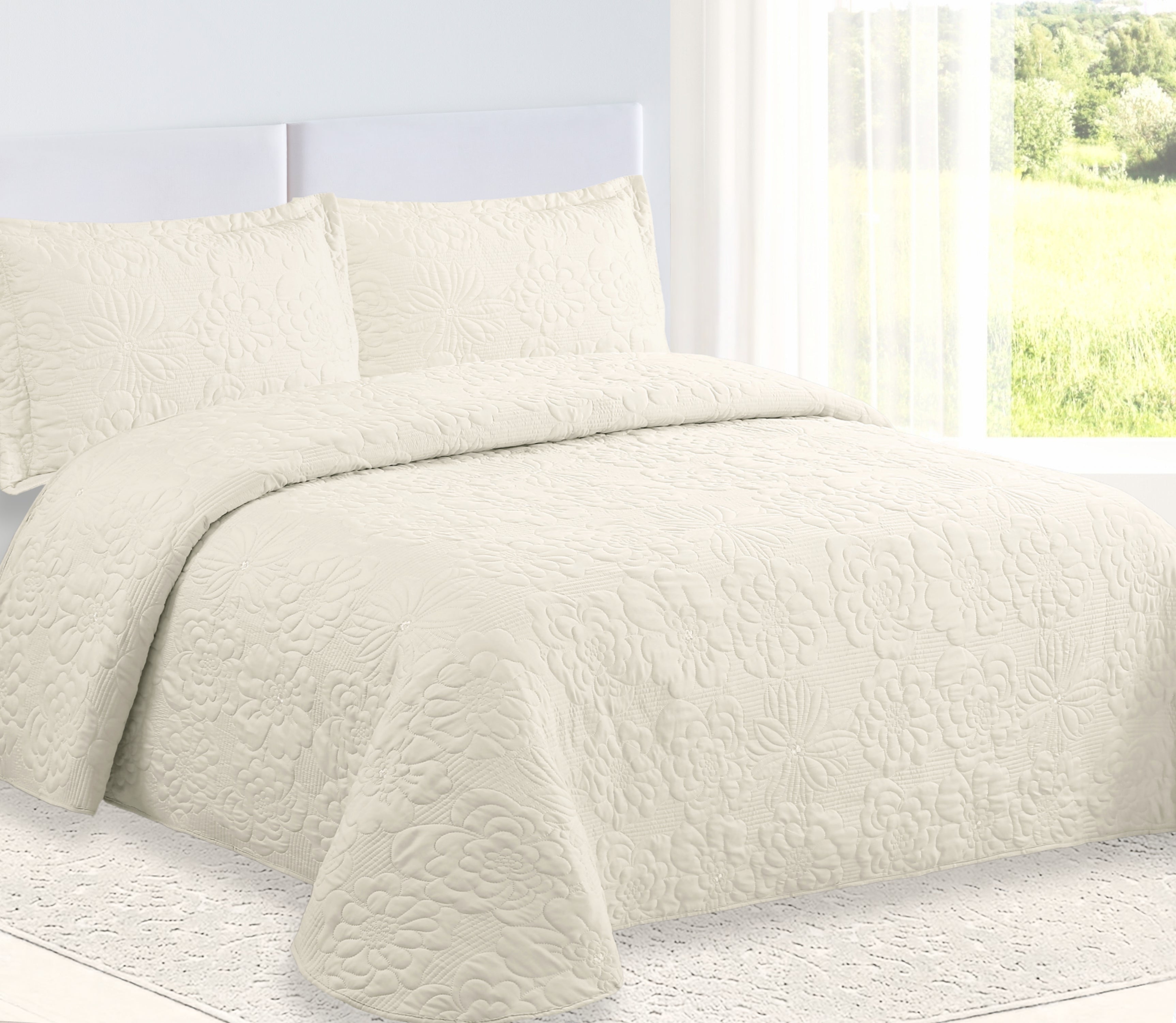 Colcha Bordada Davi Beige