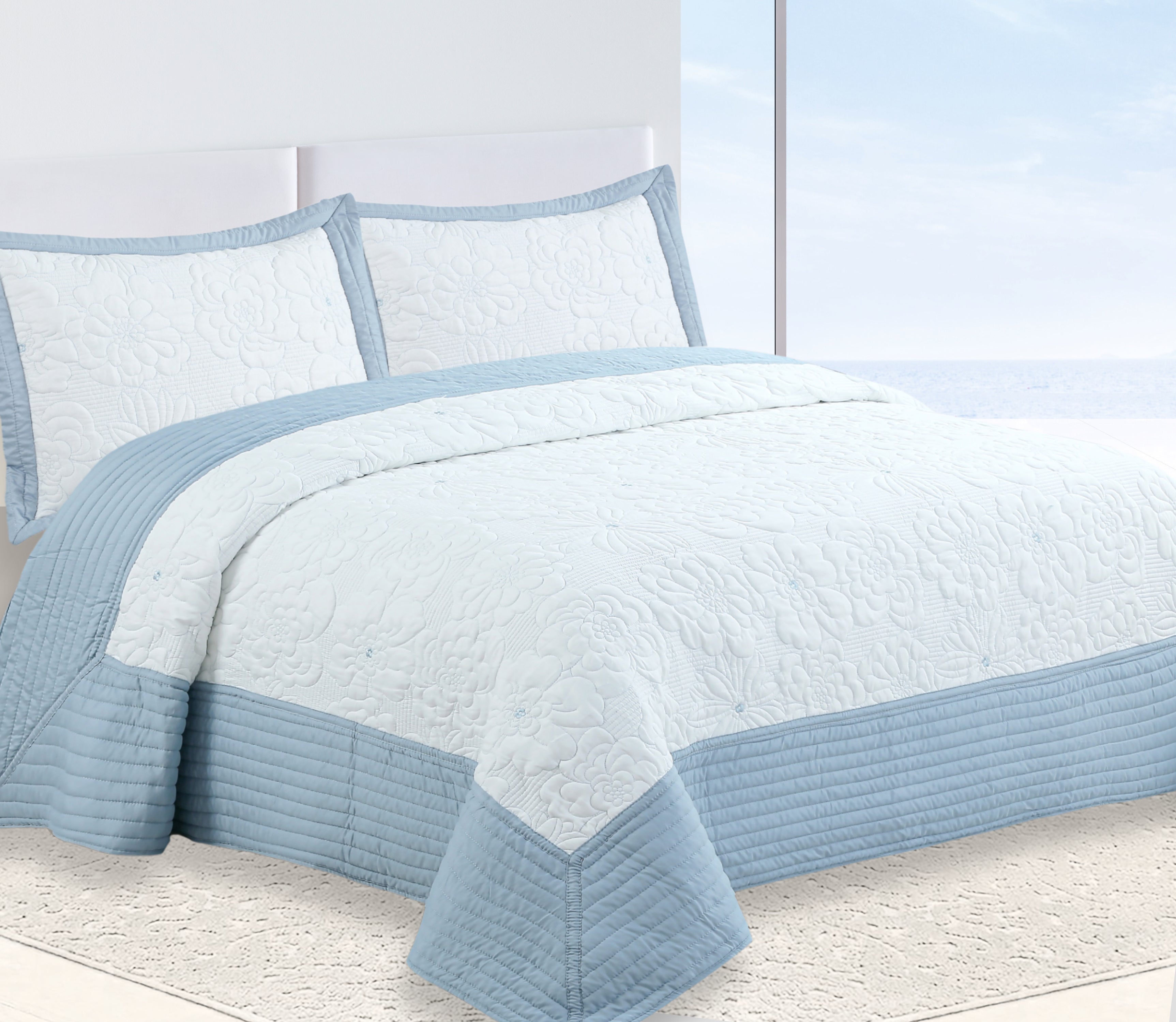 Colcha Bordada Sali Azul