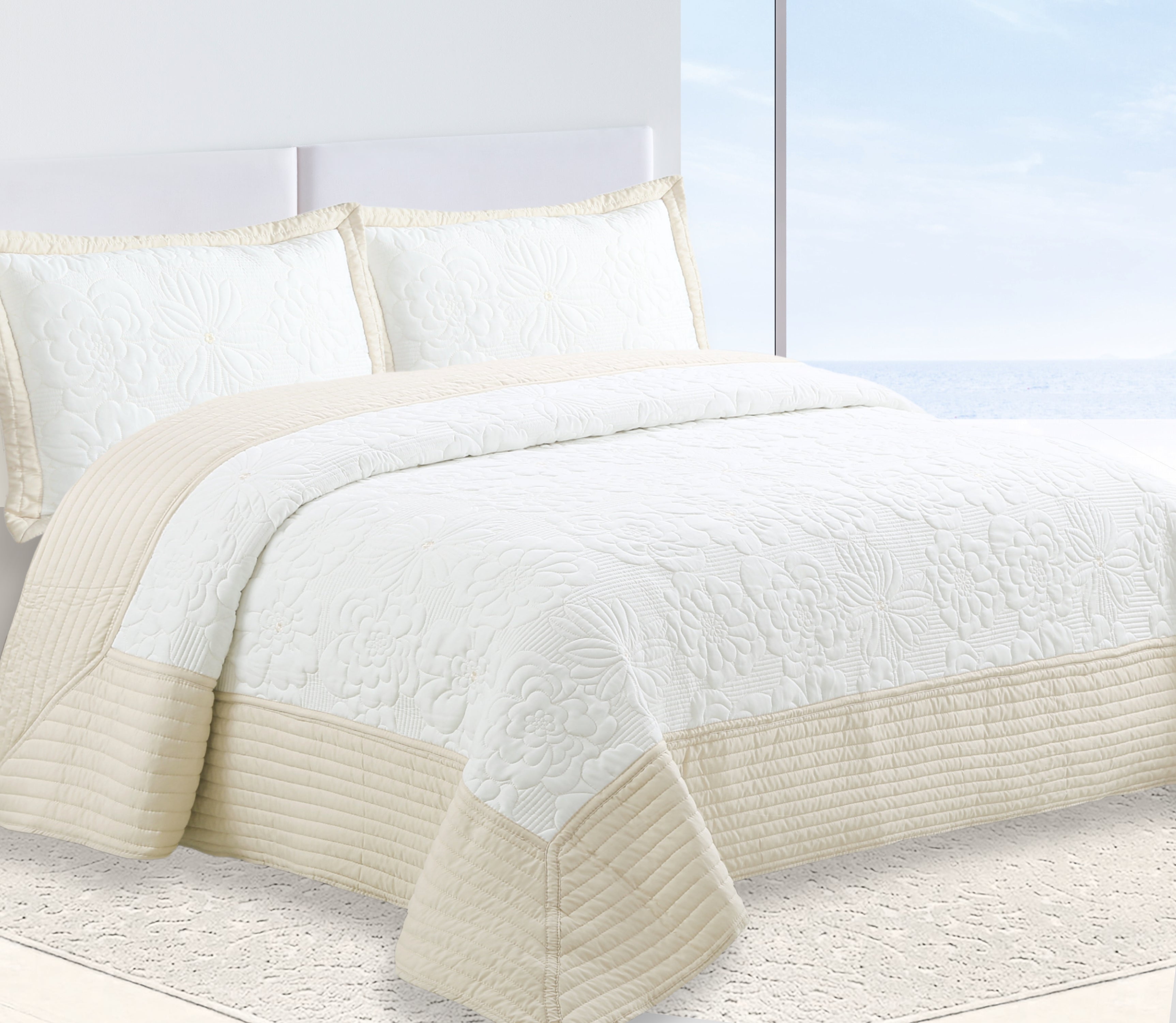 Colcha Bordada Sali Beige