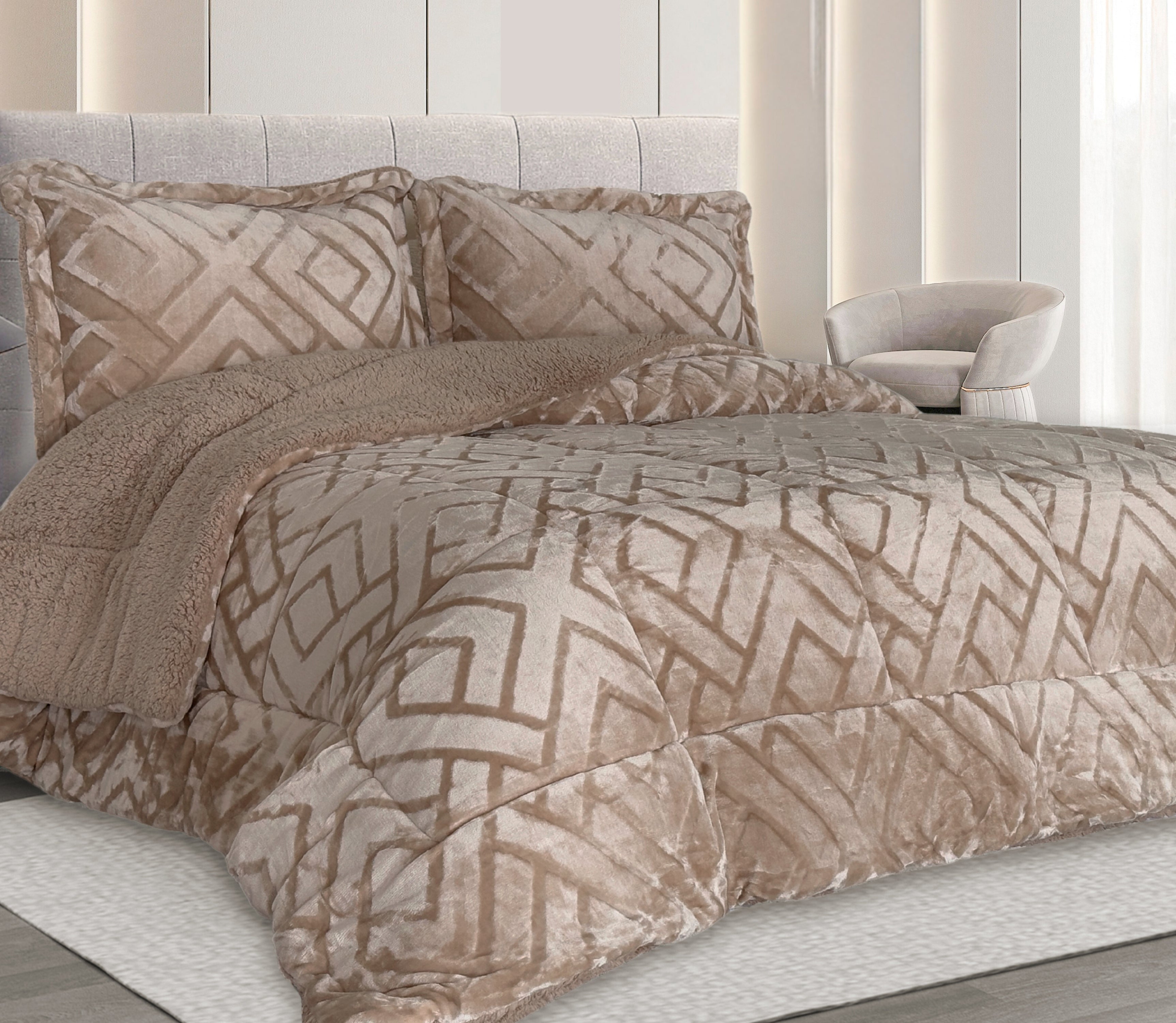 Edredón de Borreguito Rubi Beige Oscuro