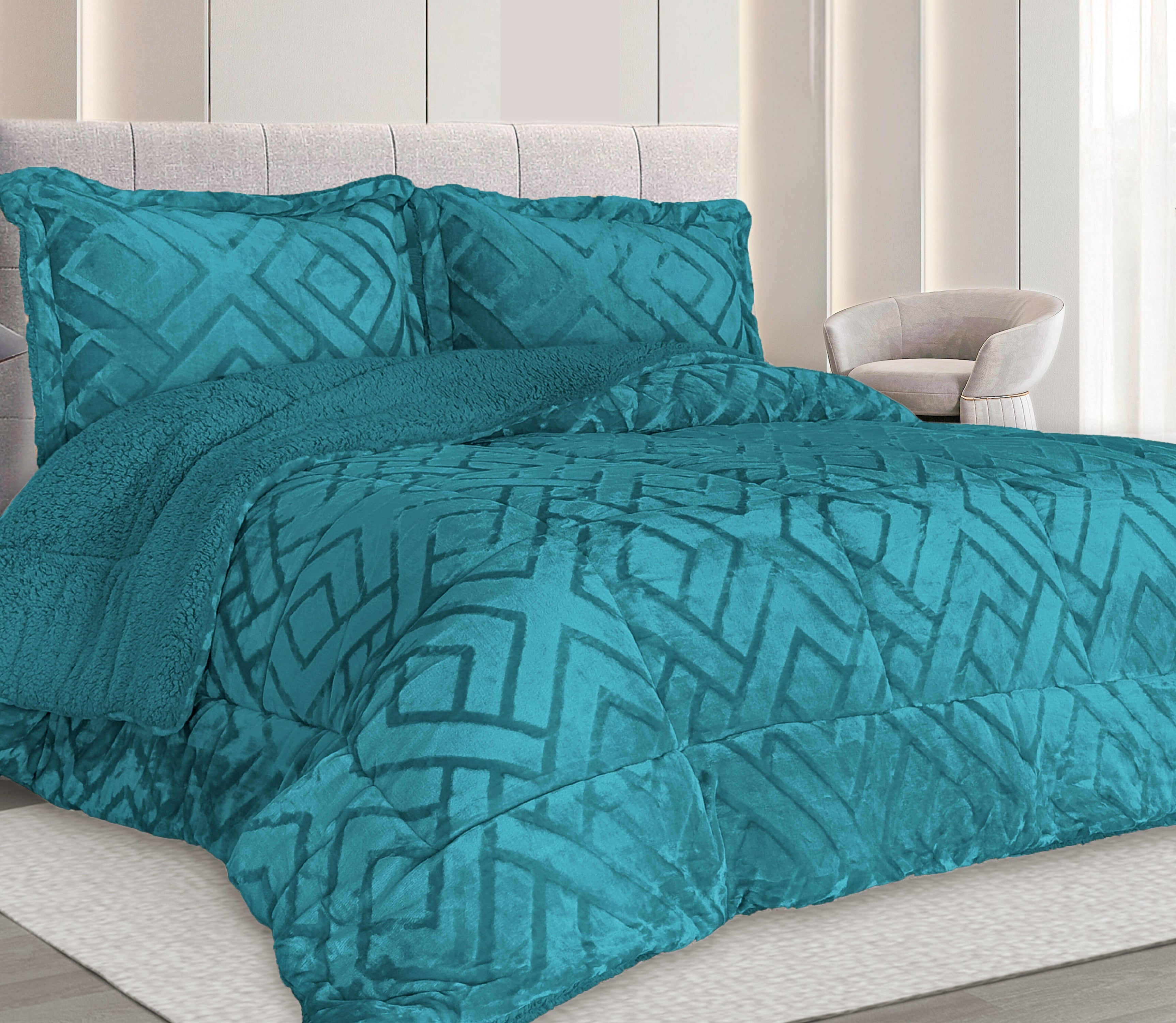 Edredón de Borreguito Nevu Azul Turquesa