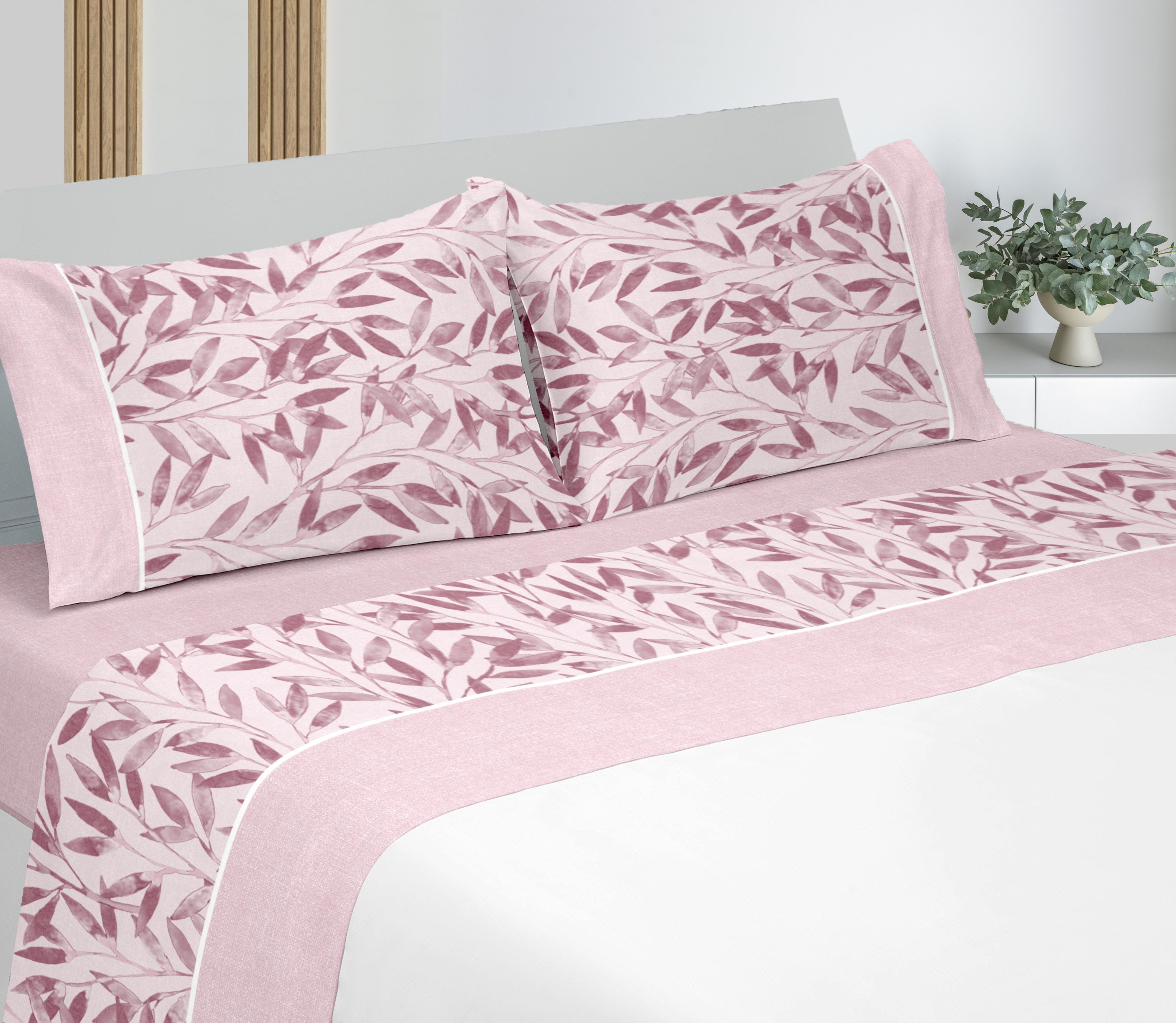 Sábanas de Franela en Algodón Soria Rosa