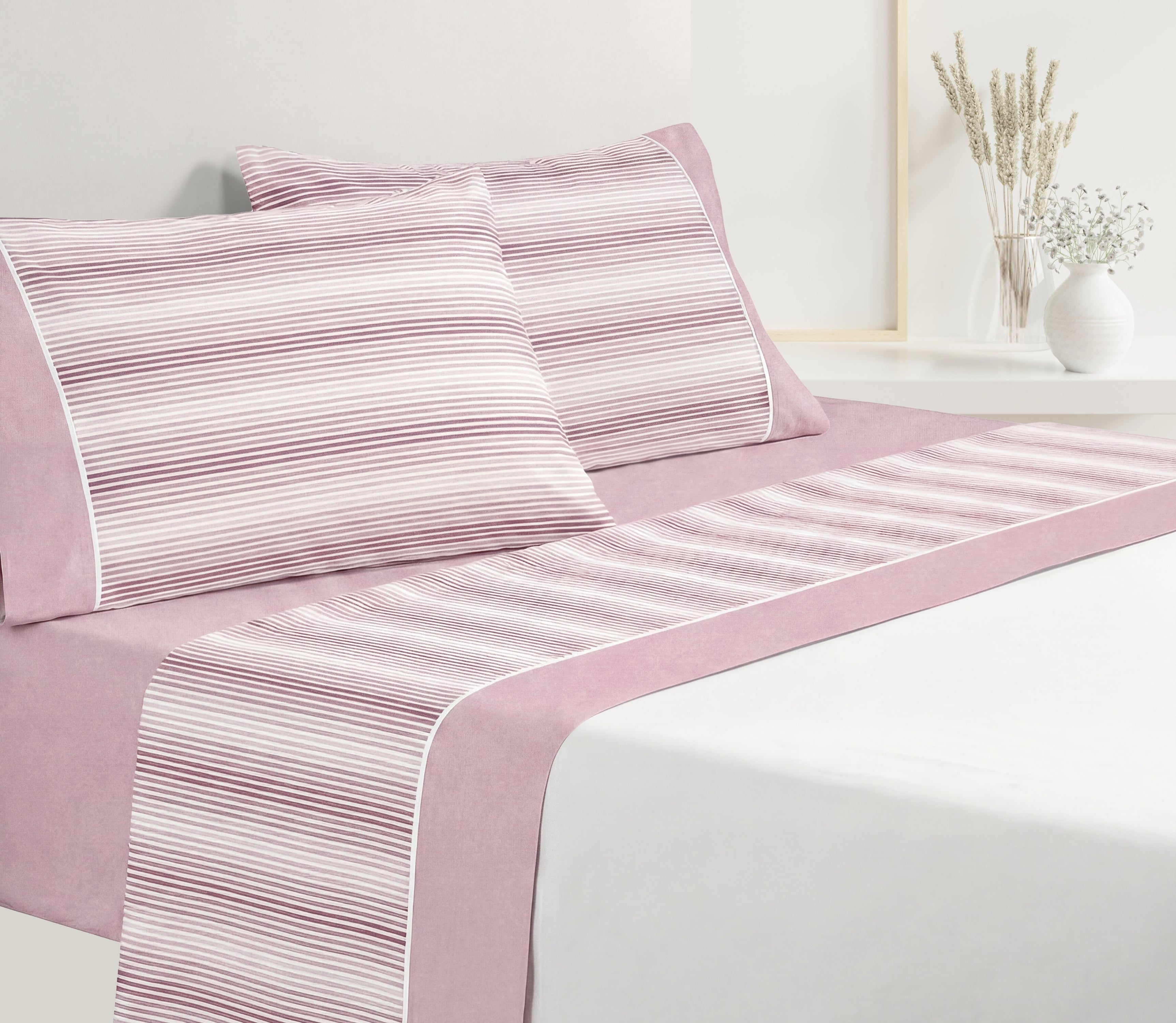 Sábanas en Algodón Line Rosa