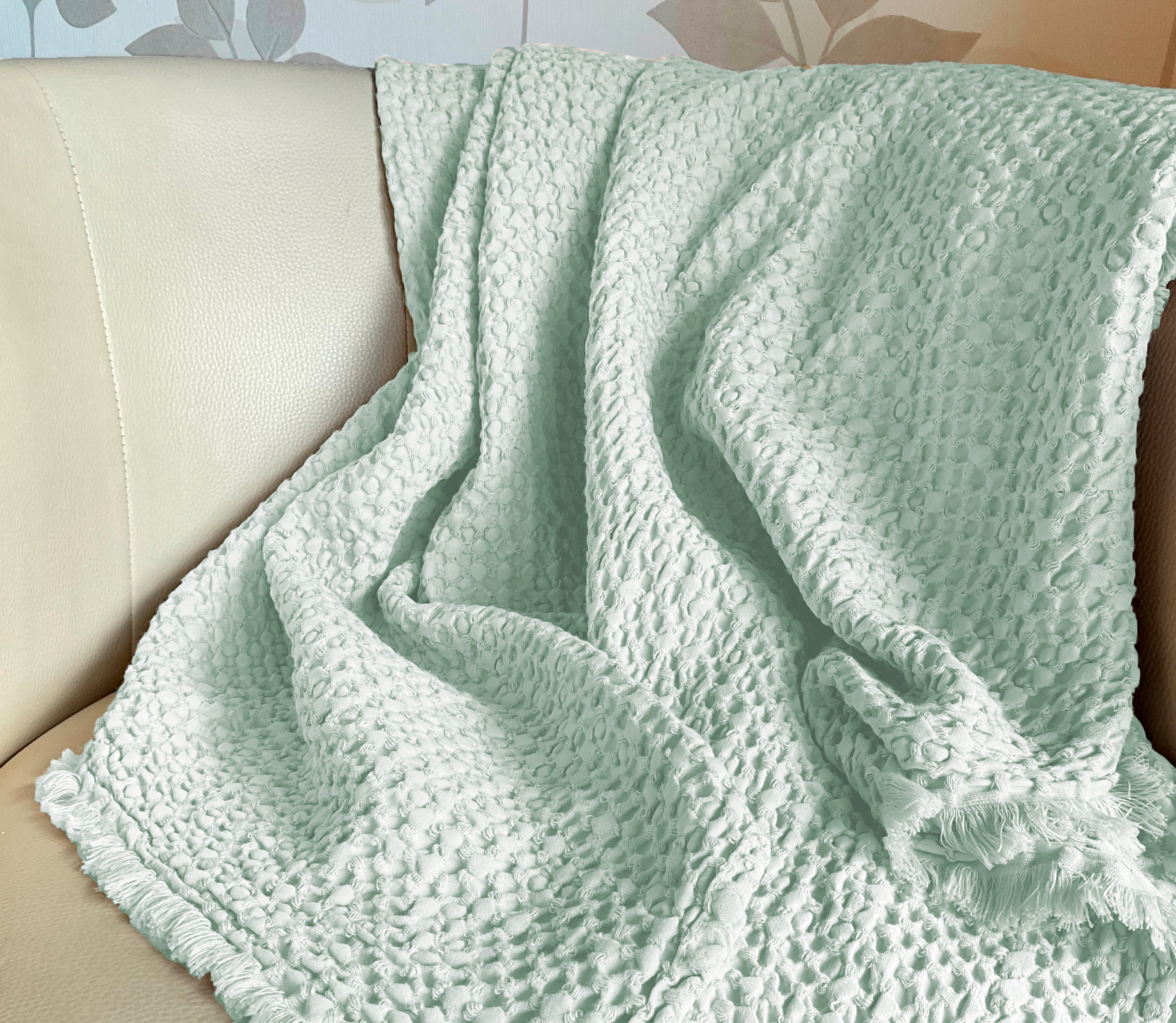 Manta en Algodón Mira Verde Agua