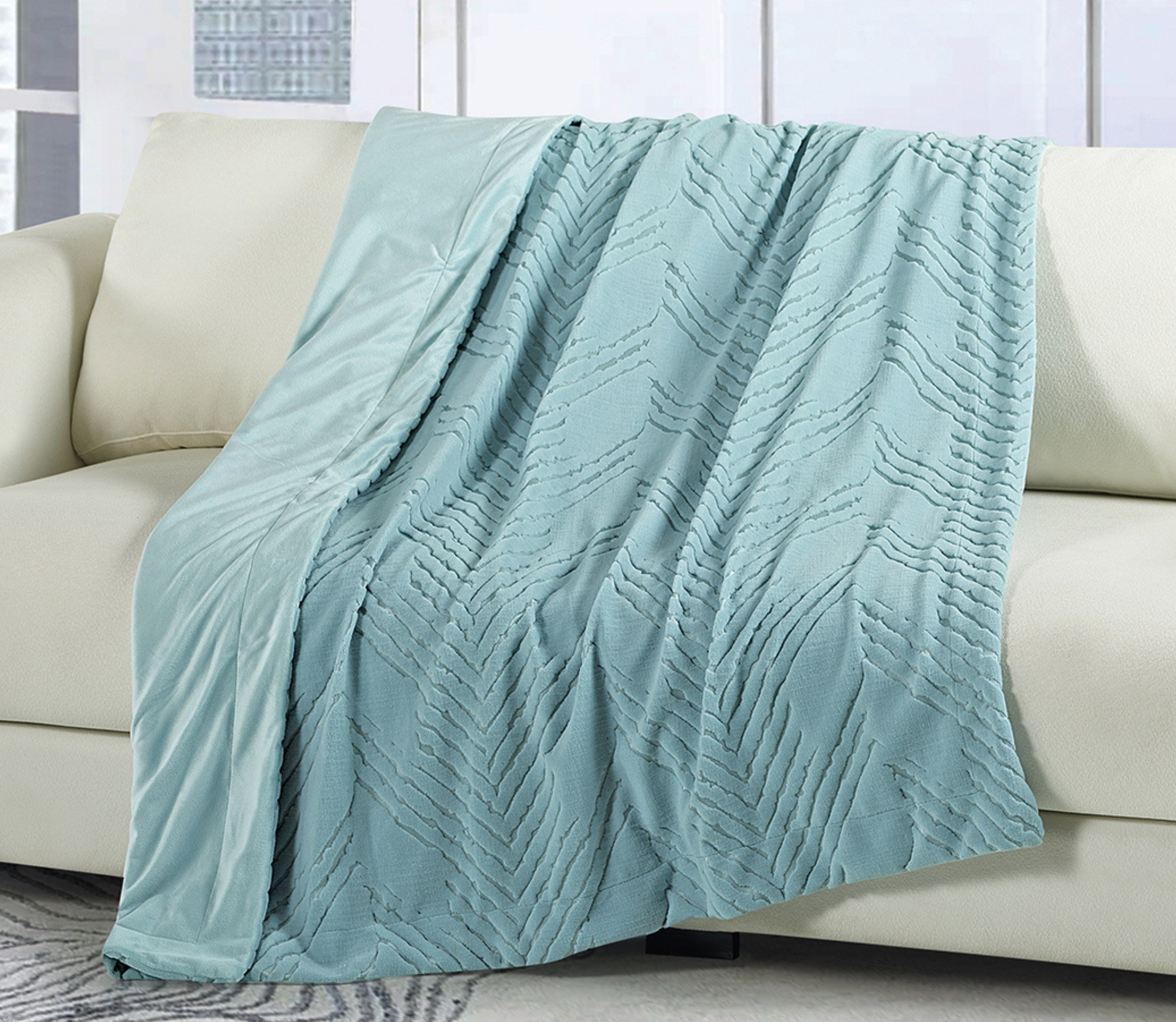 Manta en Terciopelo Nian Verde Agua