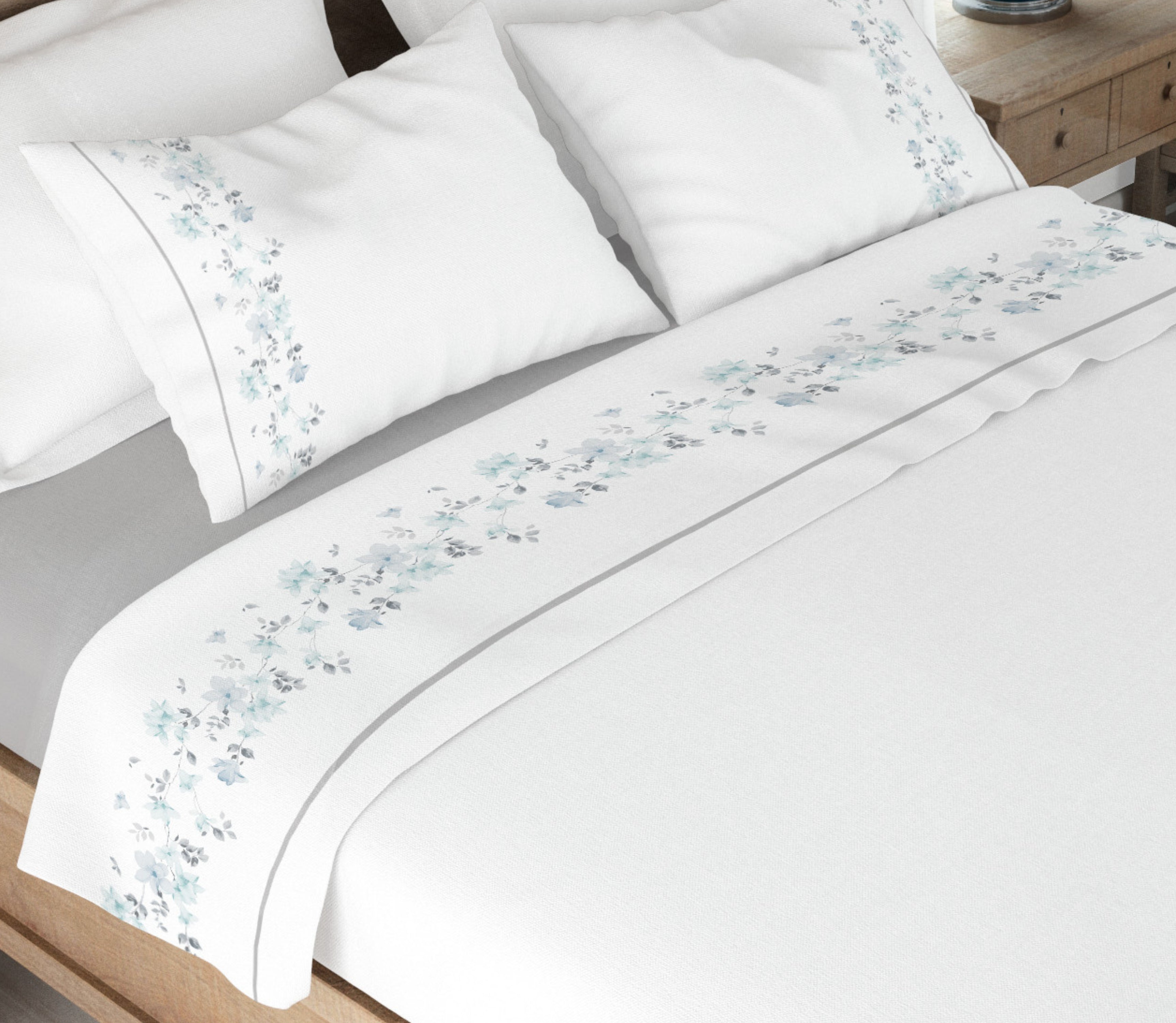 Sábanas de Franela en Algodón Flora Gris