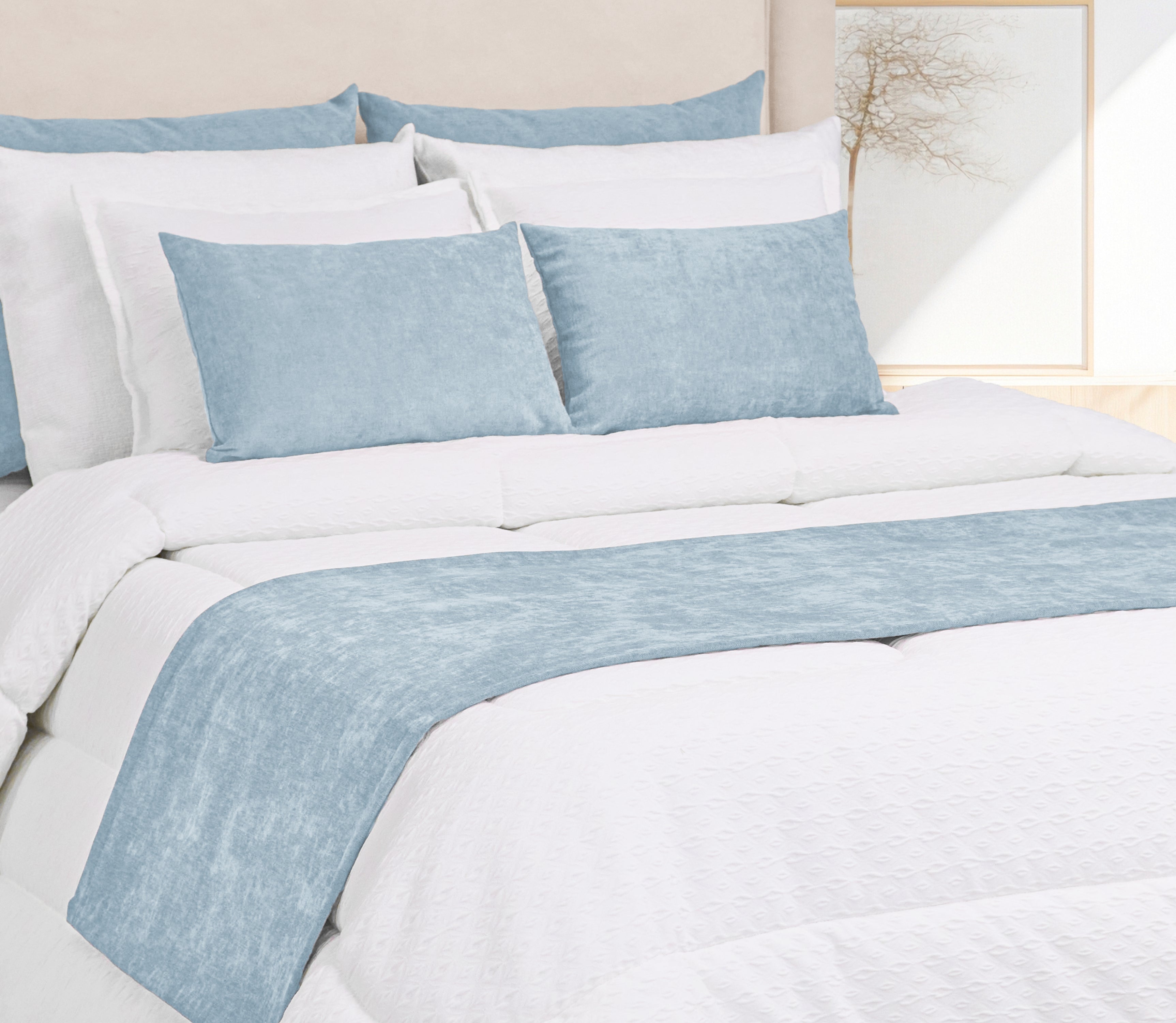 Cubrepies de cama Sena Azul Claro