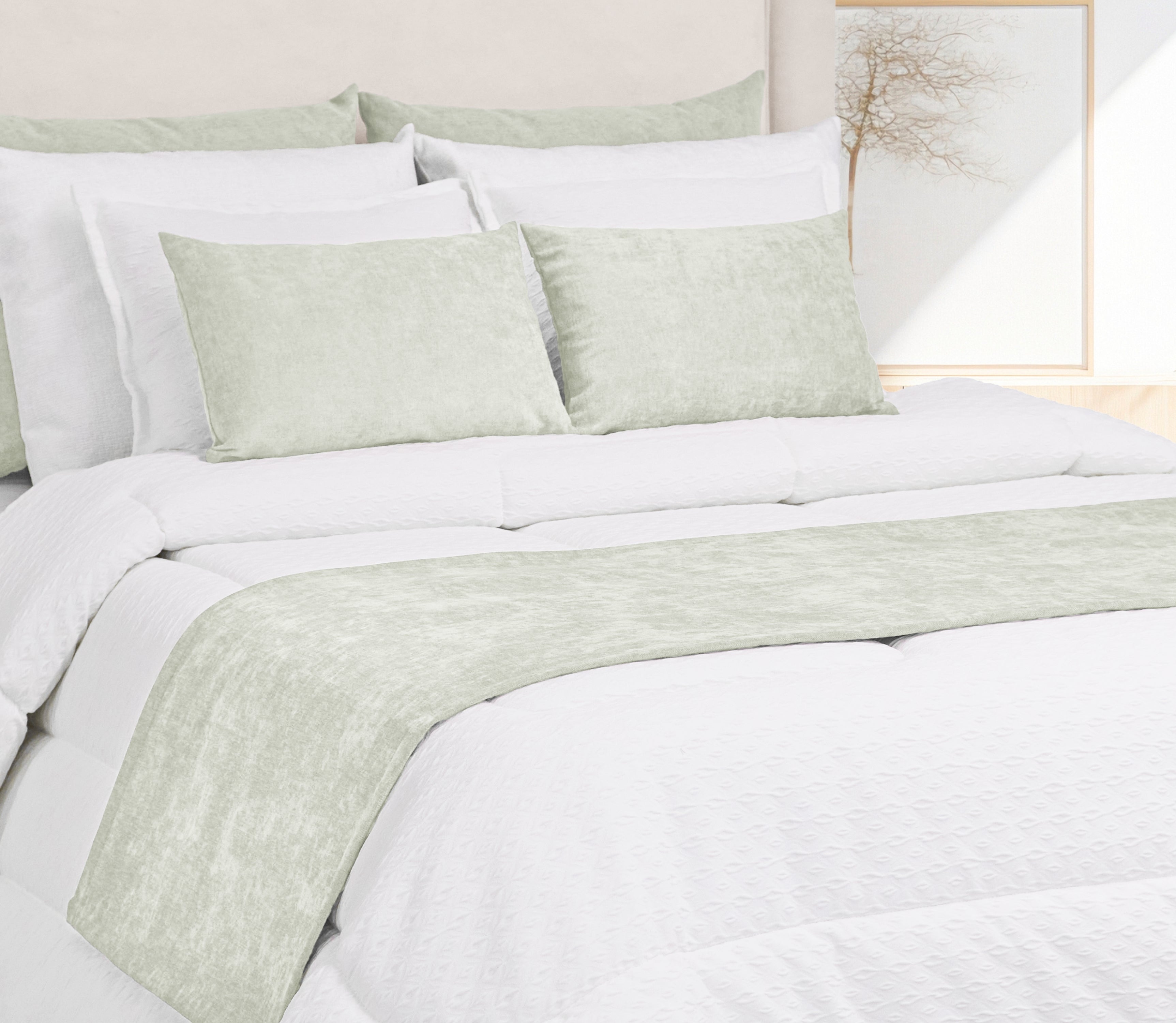 Cubrepies de cama Sena Verde Agua