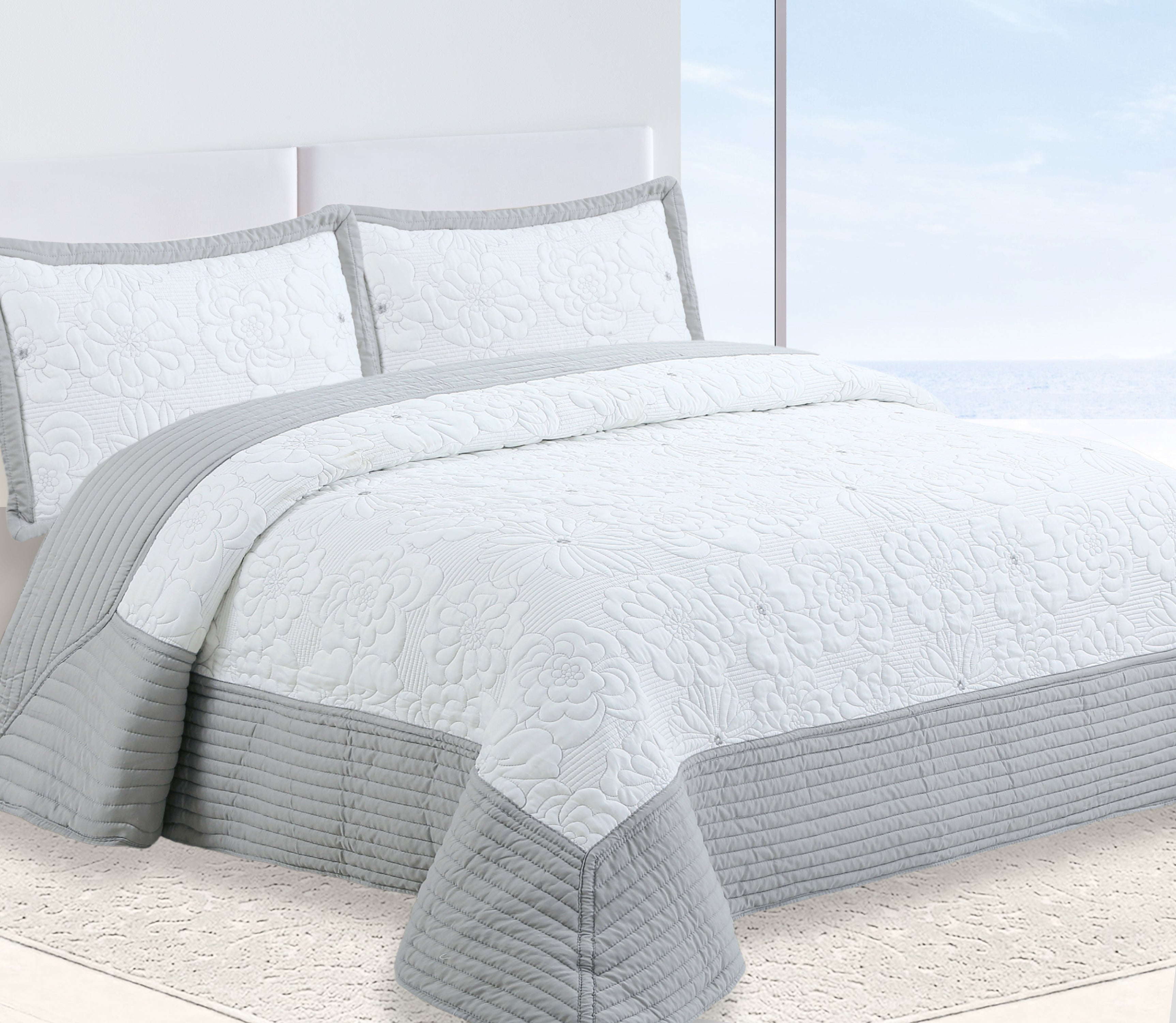 Colcha Bordada Sali Gris