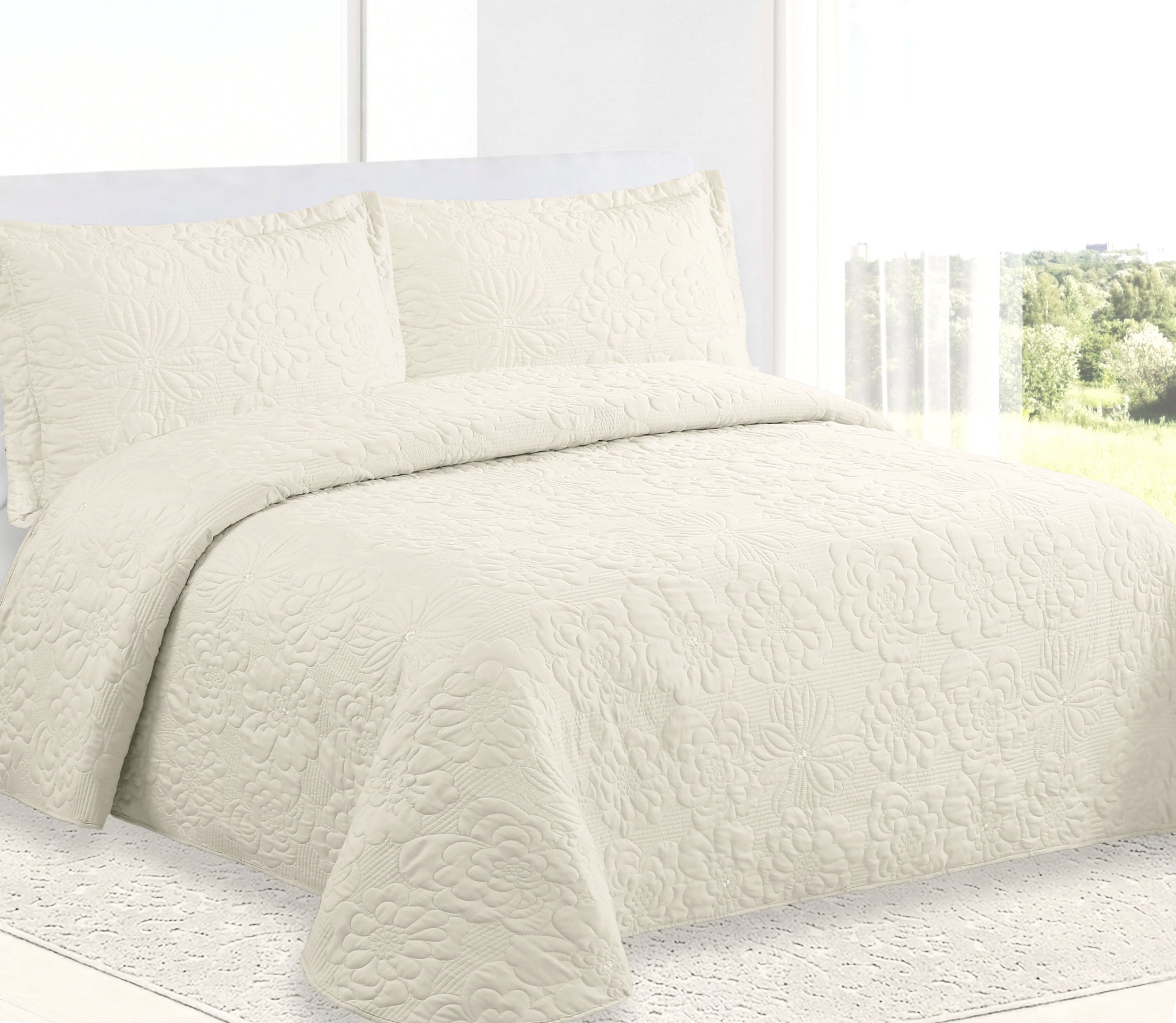 Colcha Bordada Davi Beige