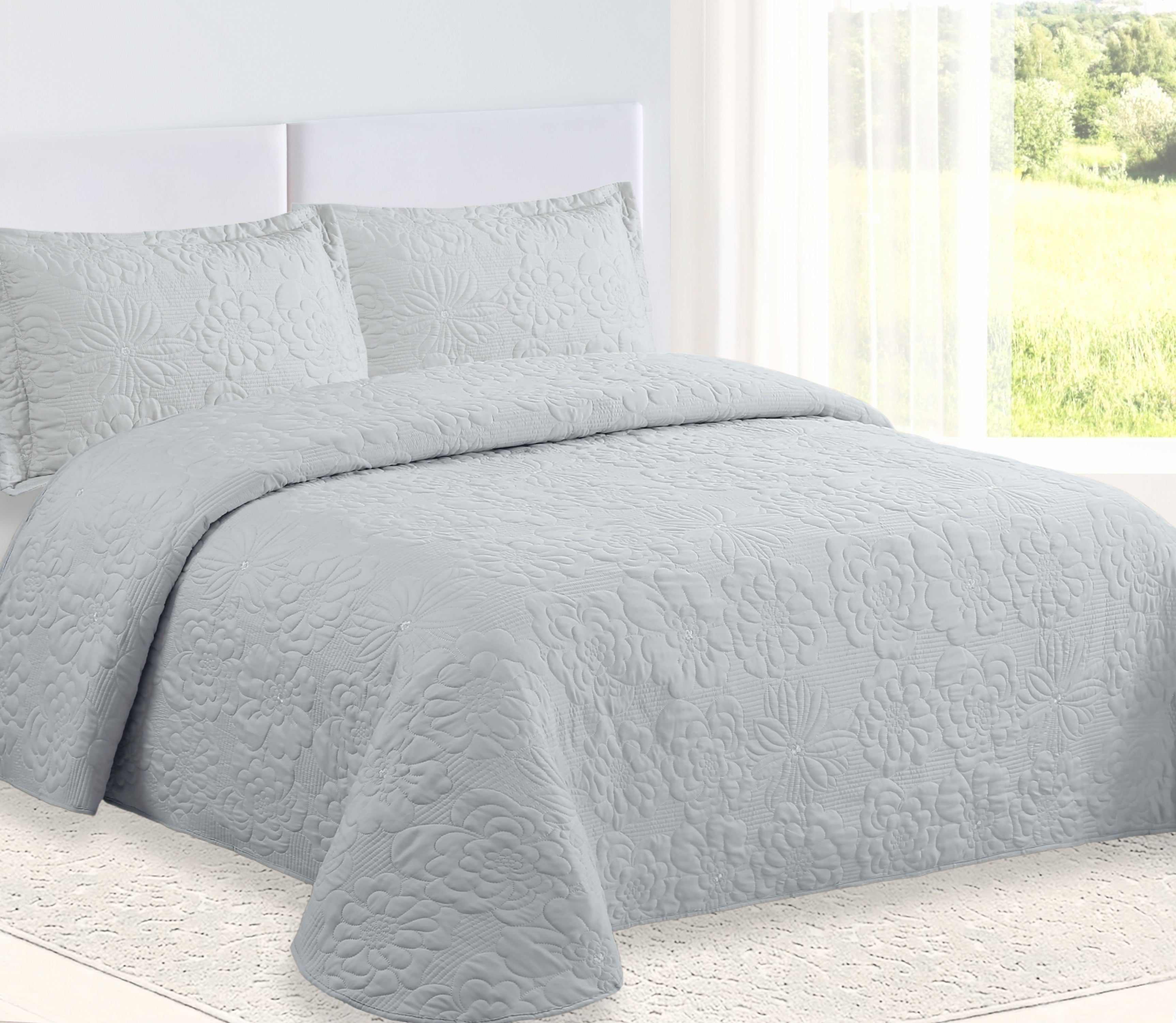 Colcha Bordada Davi Gris