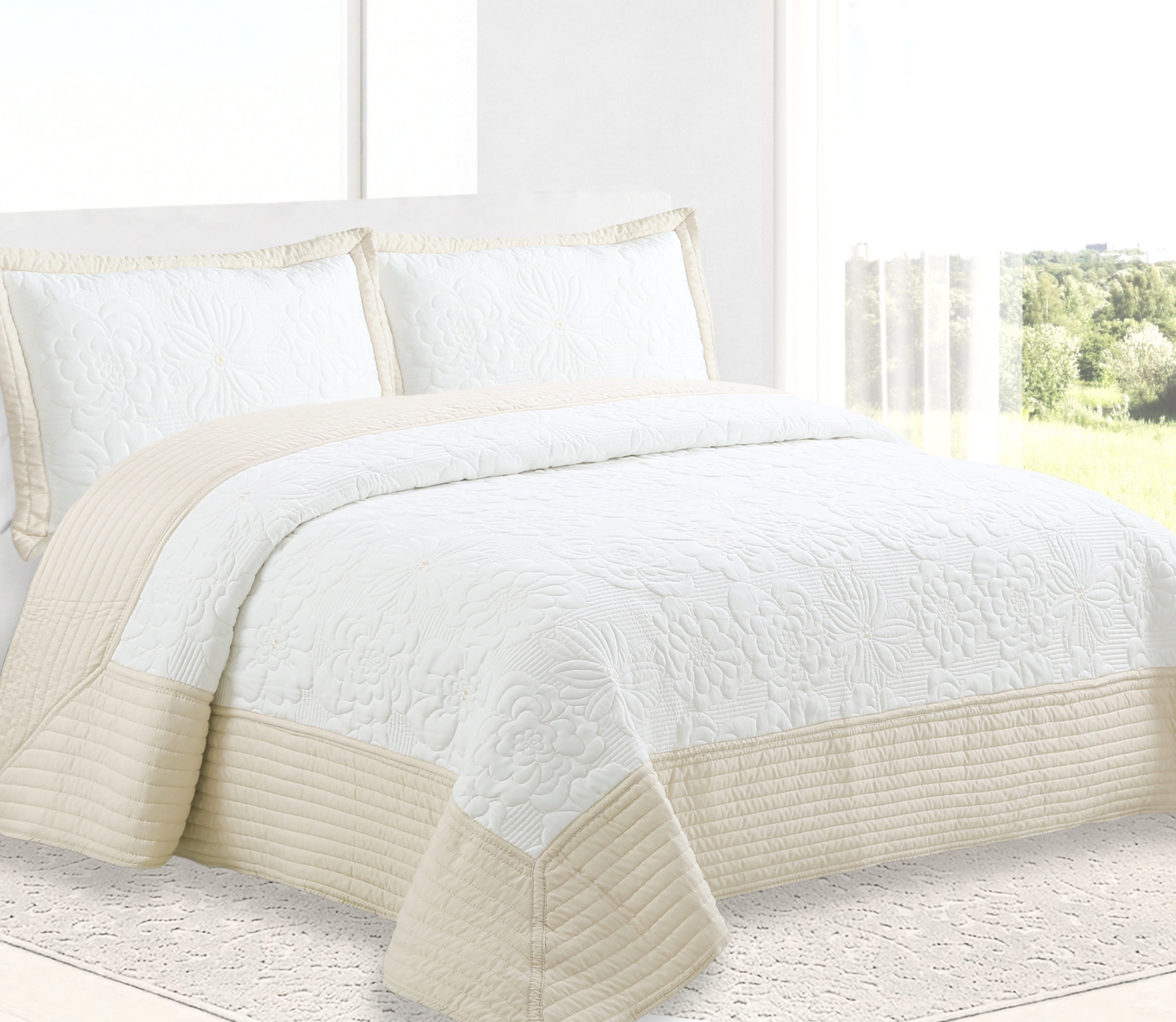 Colcha Bordada Sali Beige