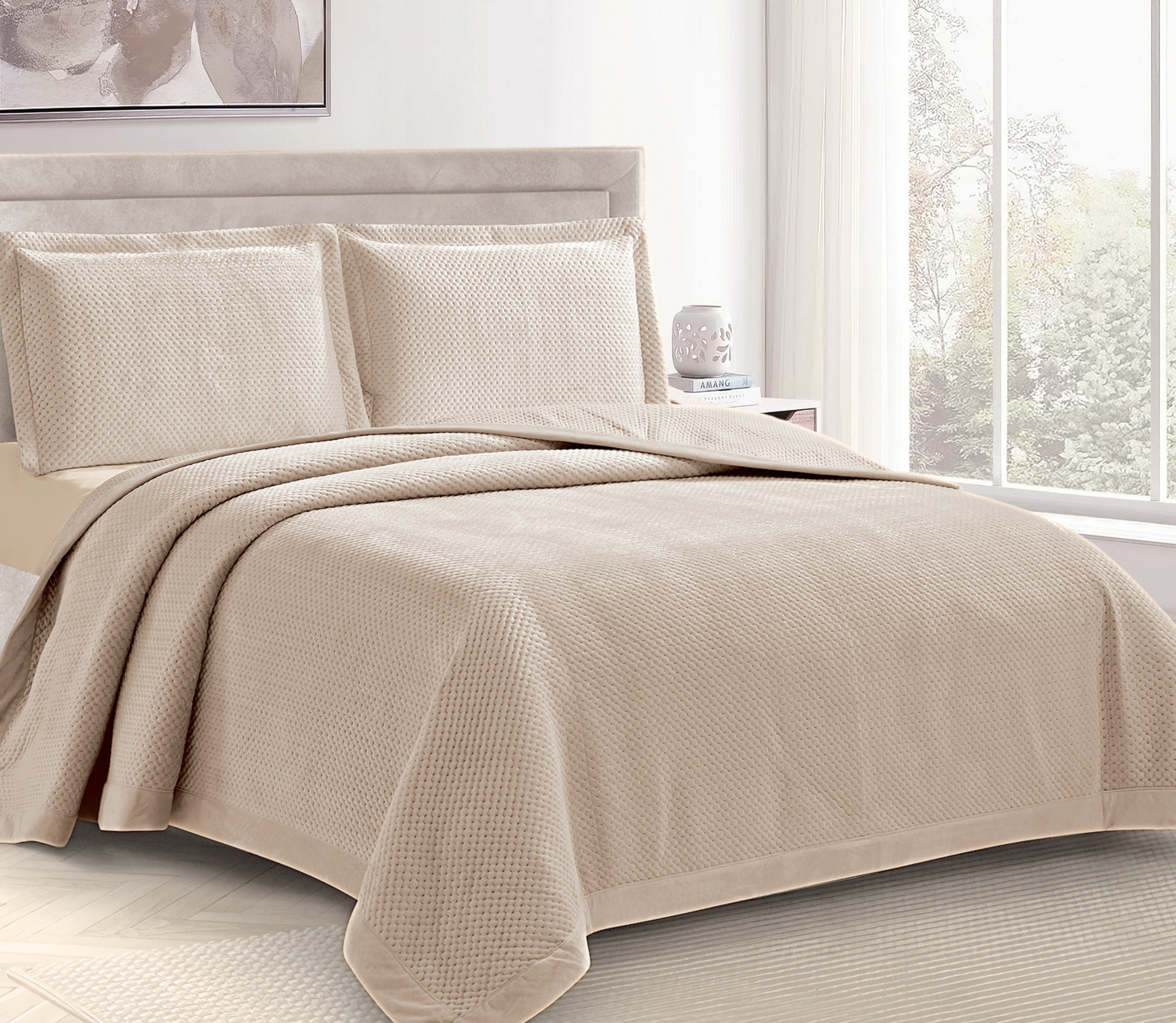 Colcha en Terciopelo Velen Beige