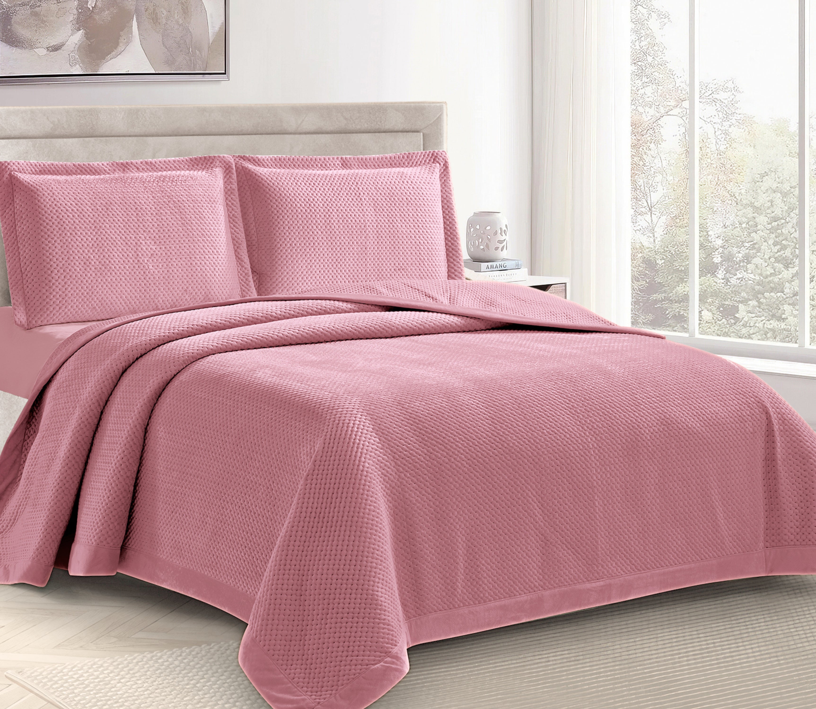 Colcha en Terciopelo Velen Rosa