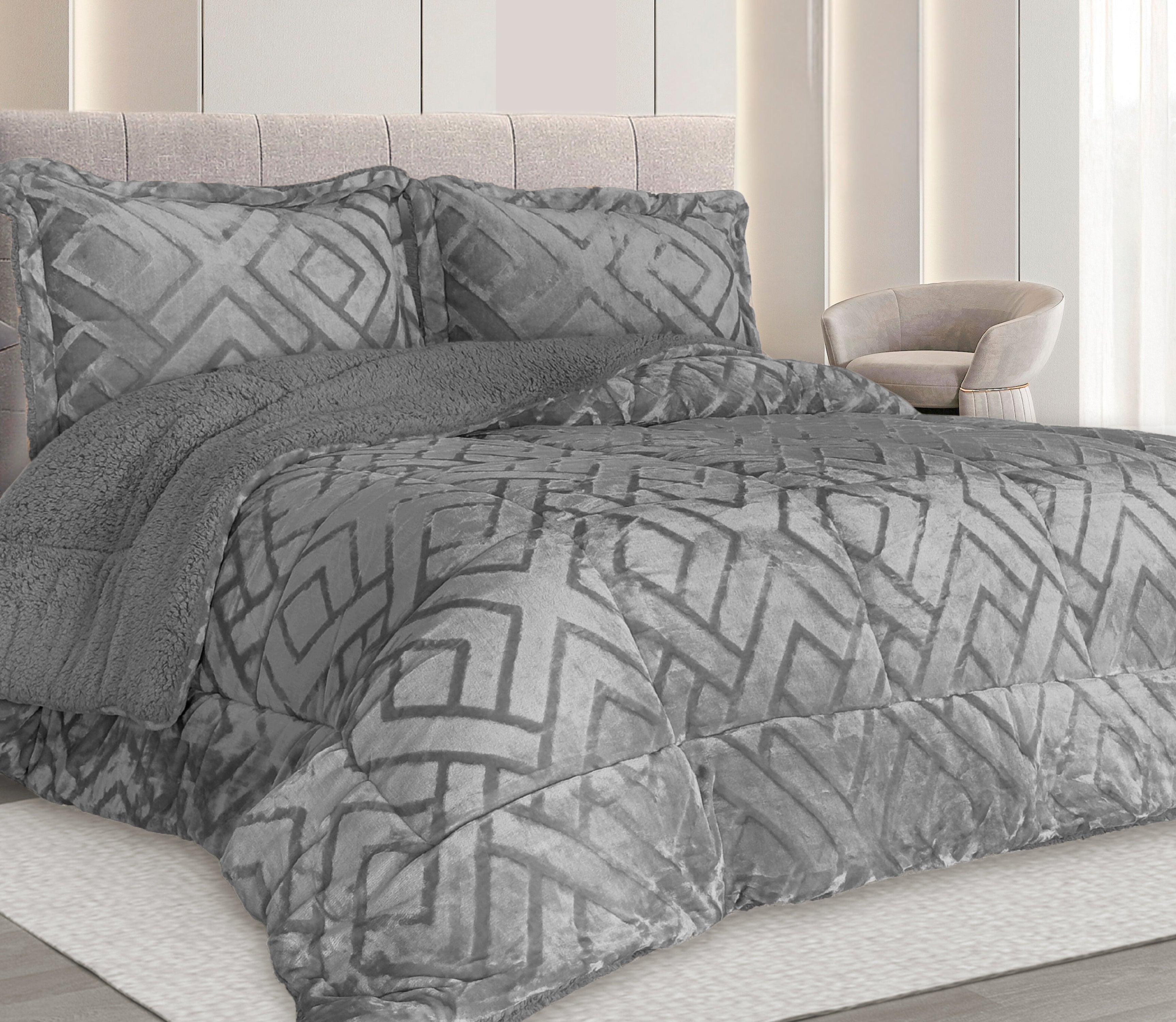 Edredón de Borreguito Rubi Gris Oscuro