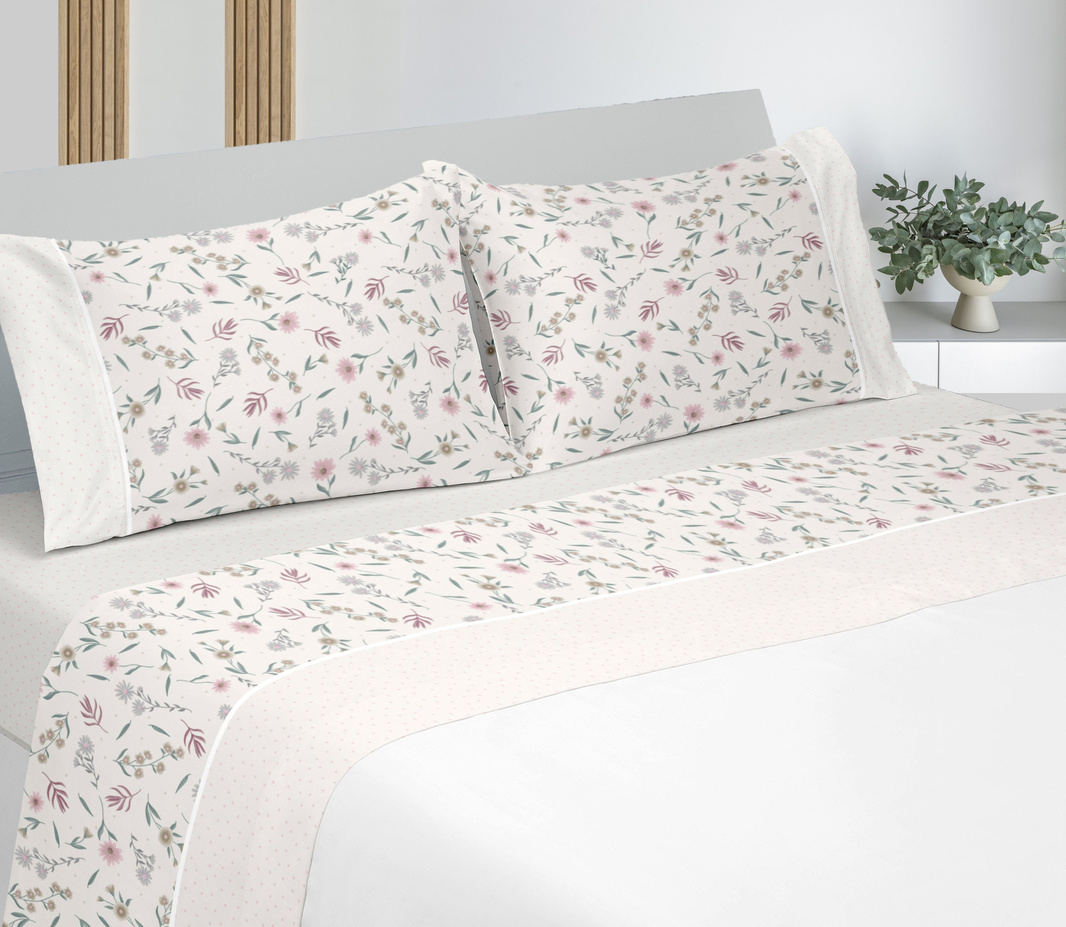 Sábanas de Franela en Algodón Iris Rosa