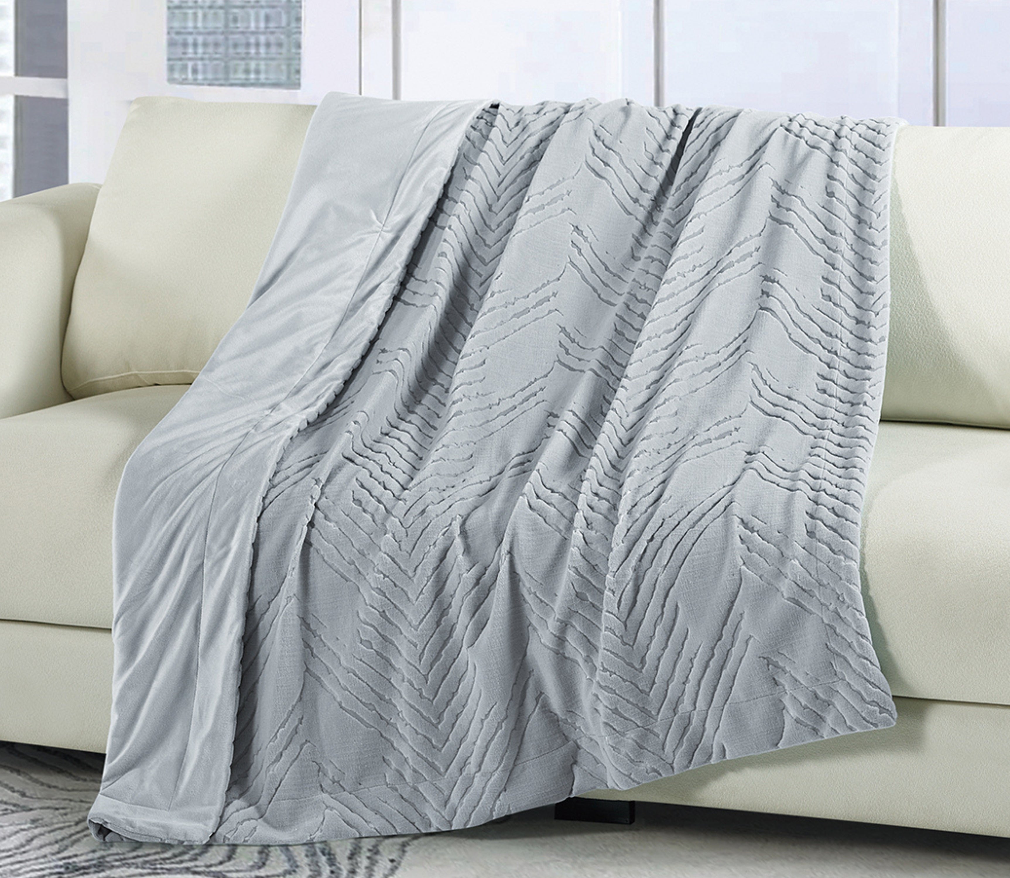 Manta en Terciopelo Nian Gris